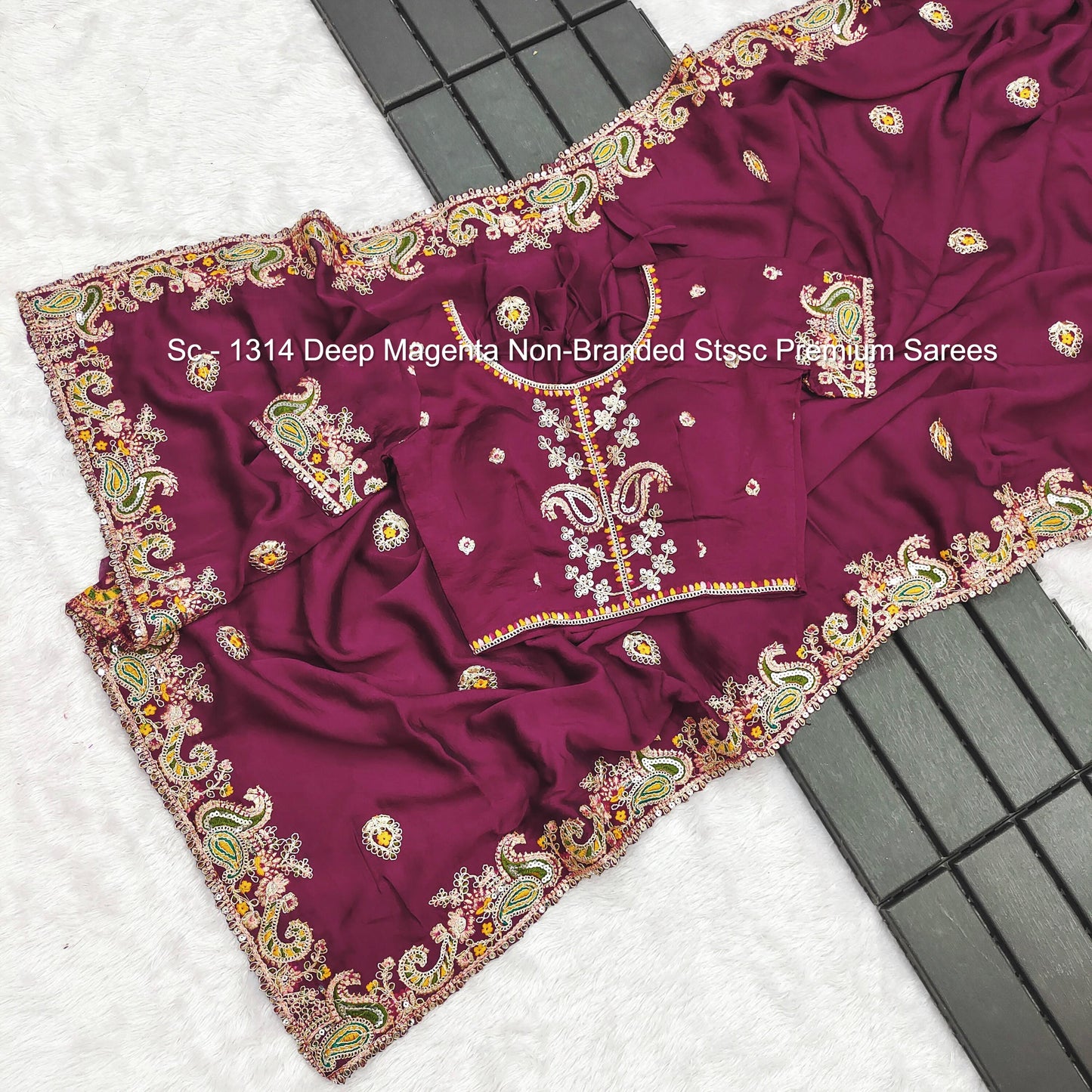 Sc - 1314 Deep Magenta Non-Branded Stssc Premium Sarees