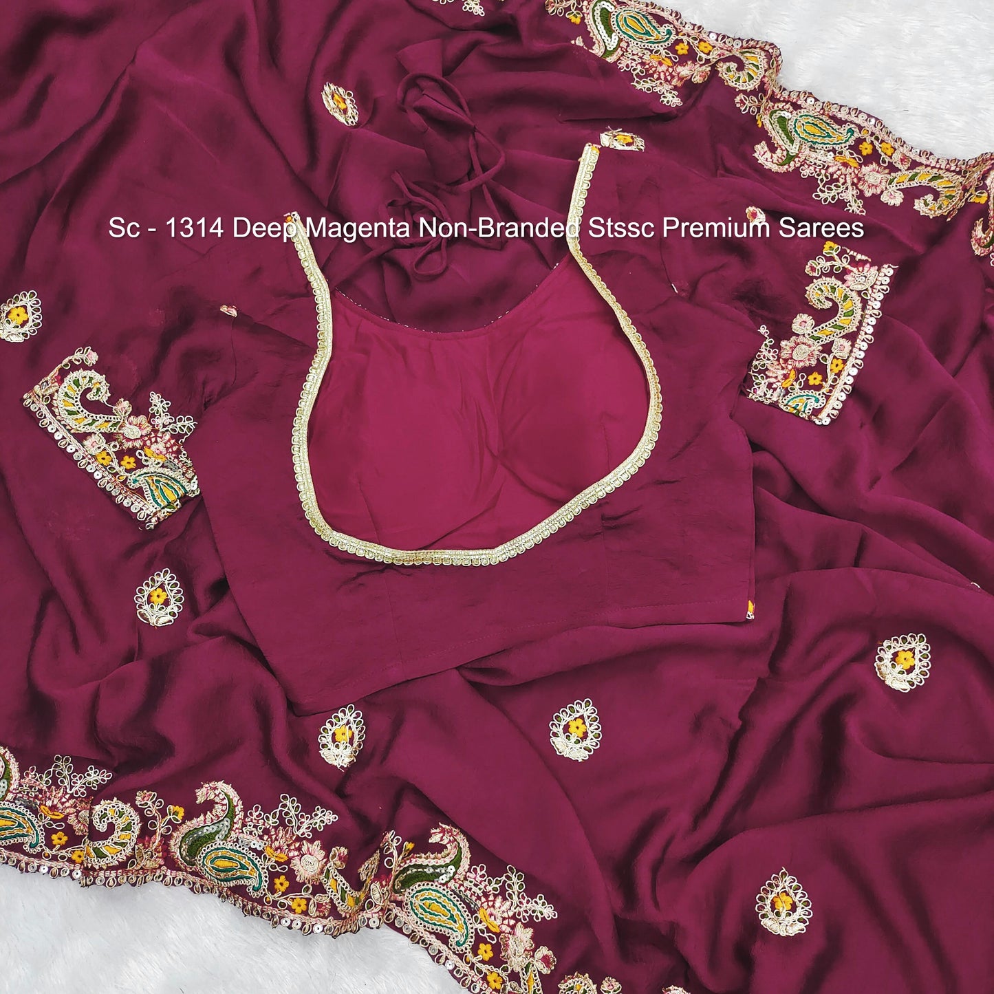 Sc - 1314 Deep Magenta Non-Branded Stssc Premium Sarees