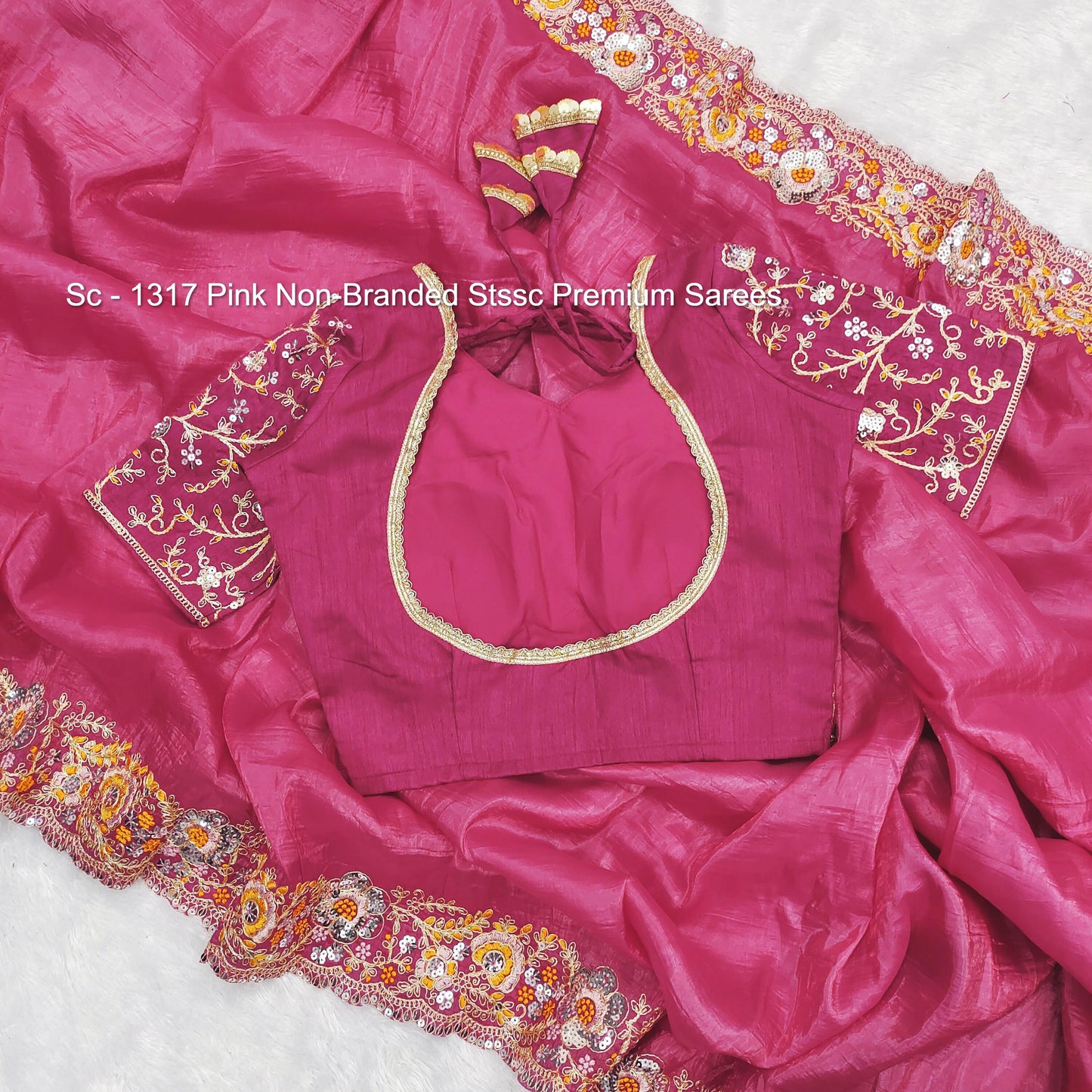 Sc - 1317 Pink Non-Branded Stssc Premium Sarees