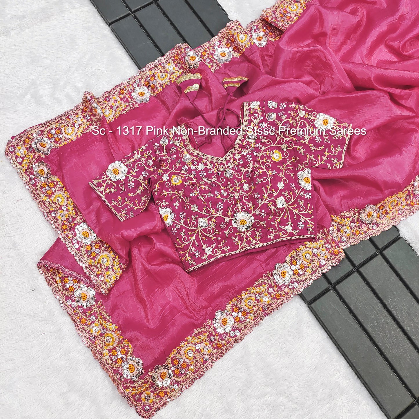 Sc - 1317 Pink Non-Branded Stssc Premium Sarees