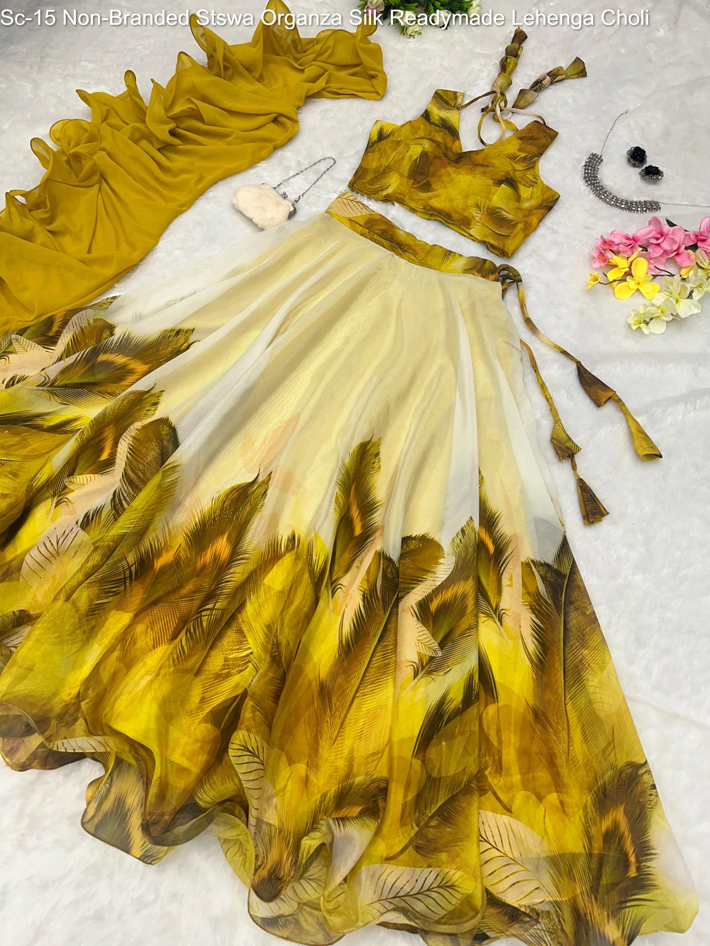 Sc-15 Non-Branded Stswa Organza Silk Readymade Lehenga Choli