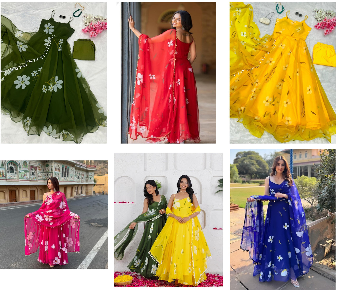 Sc-161 Non-Branded Stswa Organza Gown Dupatta Set