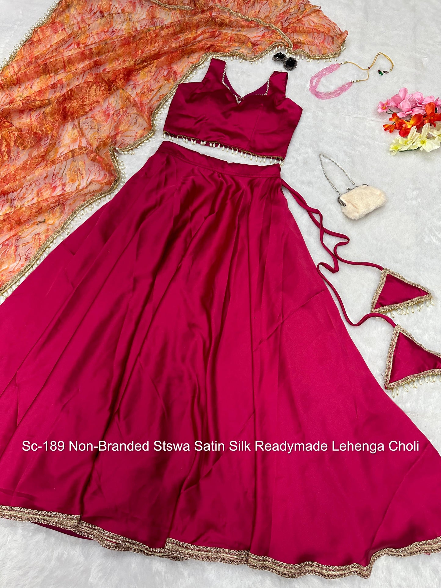 Sc-189 Non-Branded Stswa Satin Silk Readymade Lehenga Choli