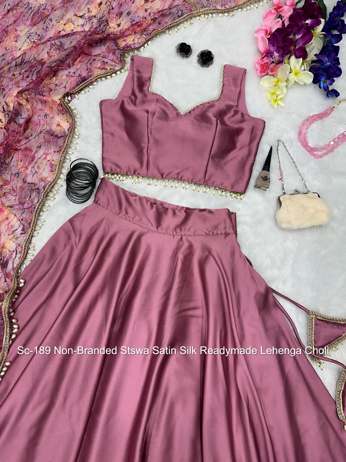 Sc-189 Non-Branded Stswa Satin Silk Readymade Lehenga Choli