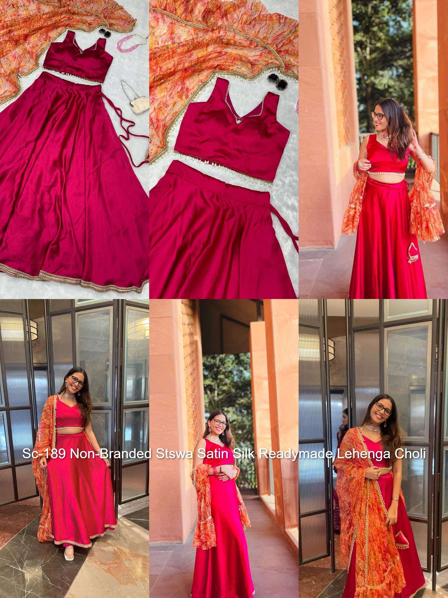 Sc-189 Non-Branded Stswa Satin Silk Readymade Lehenga Choli