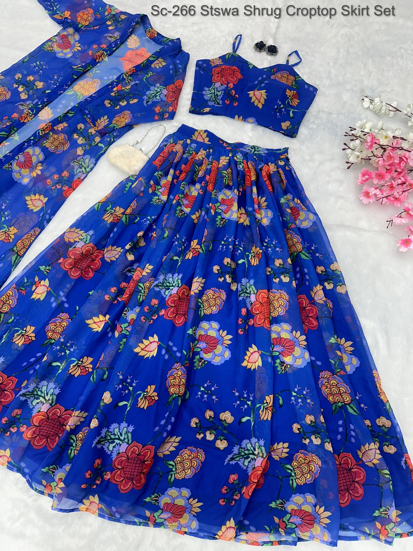 Sc-266 Stswa Shrug Croptop Skirt Set