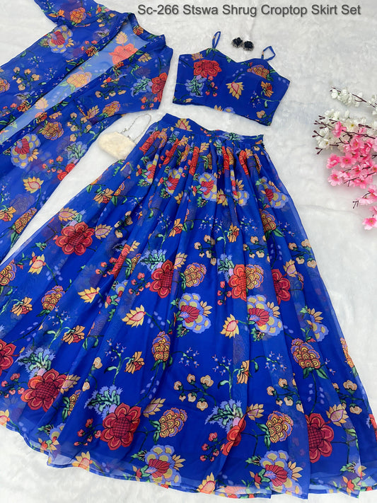 Sc-266 Stswa Shrug Croptop Skirt Set