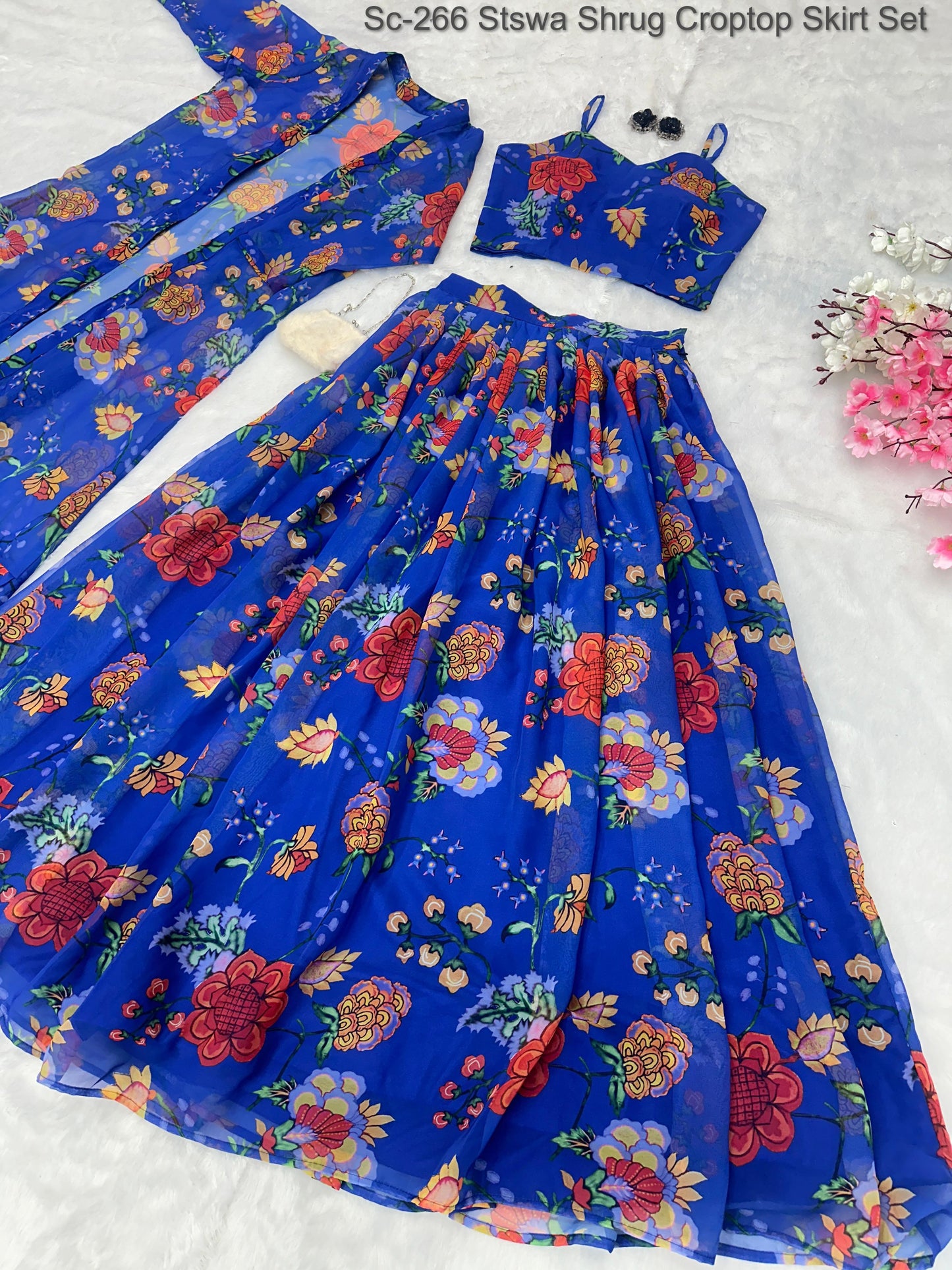 Sc-266 Stswa Shrug Croptop Skirt Set