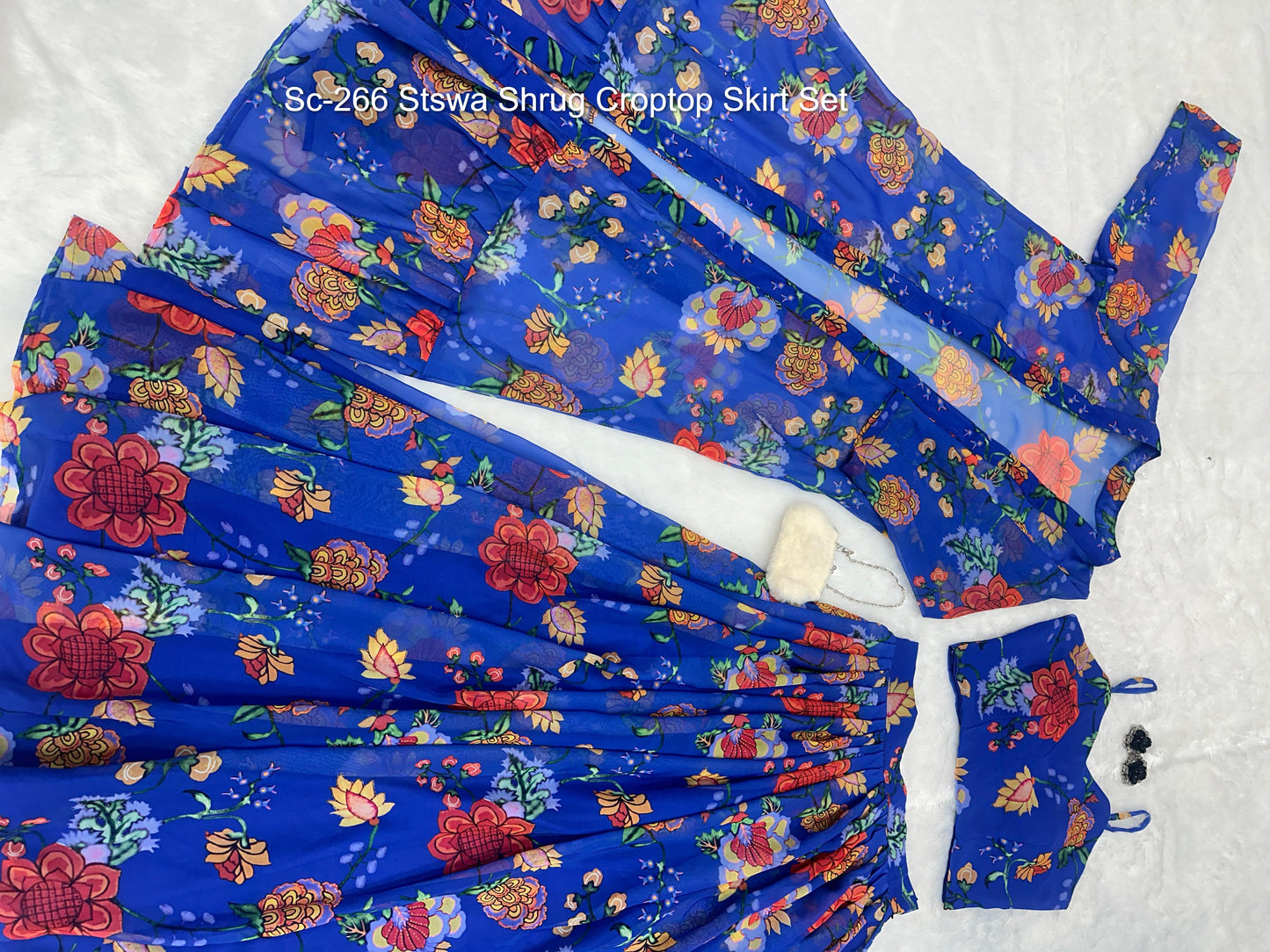 Sc-266 Stswa Shrug Croptop Skirt Set