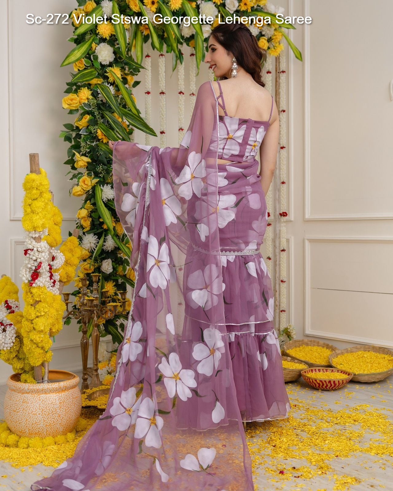 Sc-272 Violet Stswa Georgette Lehenga Saree