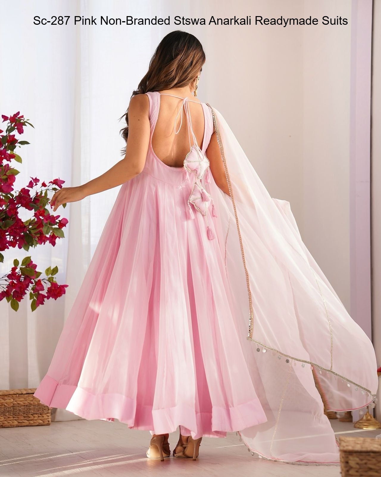Sc-287 Pink Non-Branded Stswa Anarkali Readymade Suits