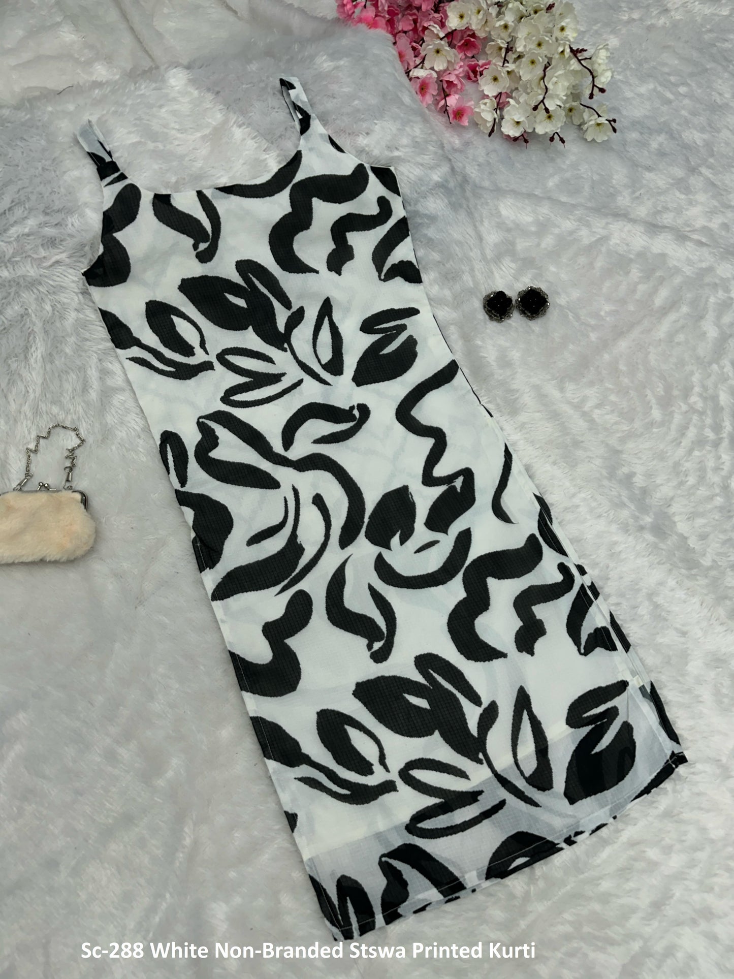 Sc-288 White Non-Branded Stswa Printed Kurti