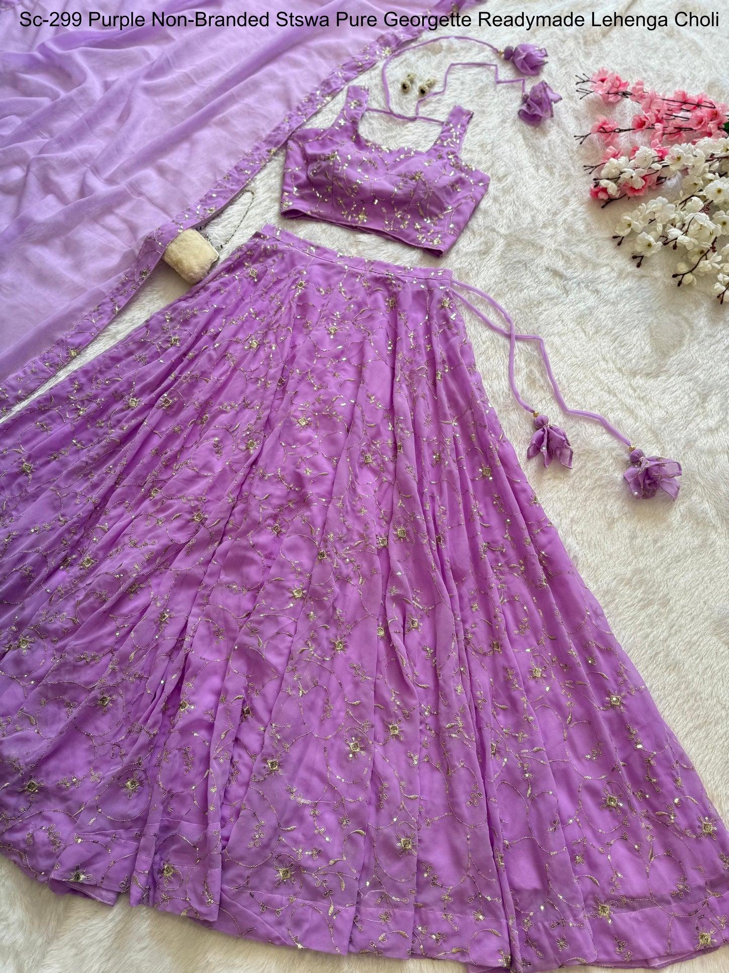 Sc-299 Purple Non-Branded Stswa Pure Georgette Readymade Lehenga Choli