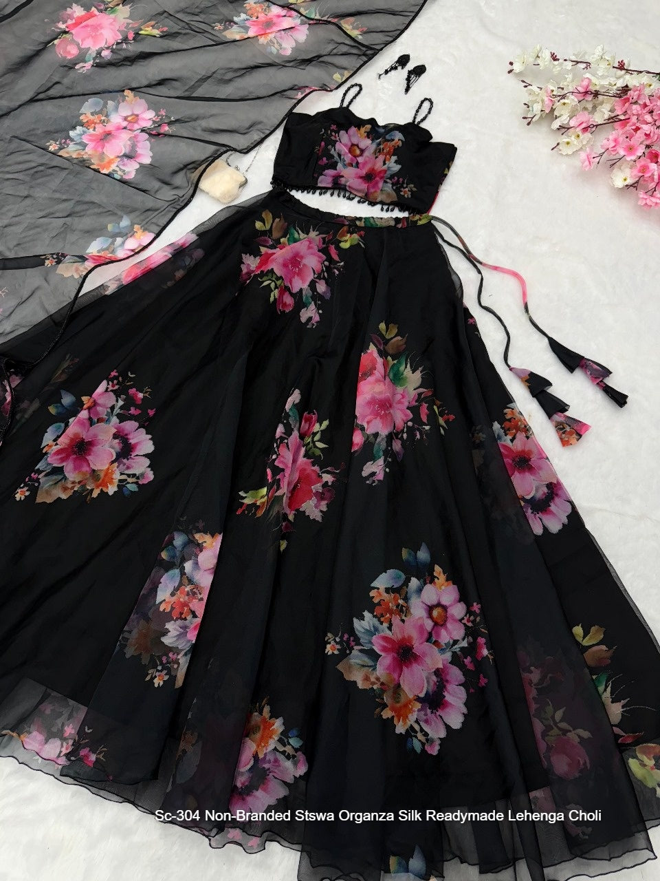 Sc-304 Non-Branded Stswa Organza Silk Readymade Lehenga Choli