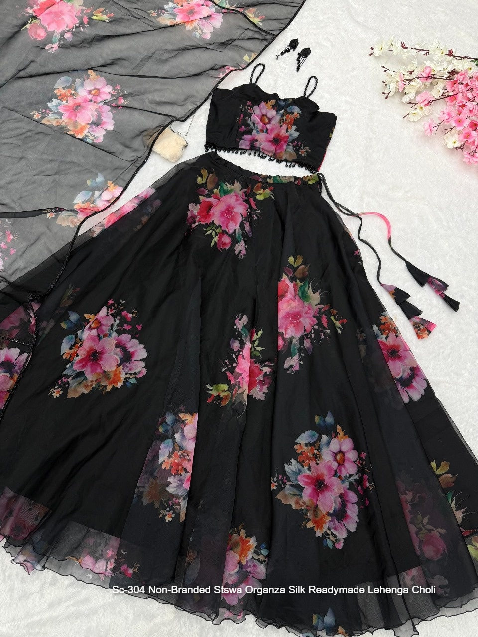Sc-304 Non-Branded Stswa Organza Silk Readymade Lehenga Choli