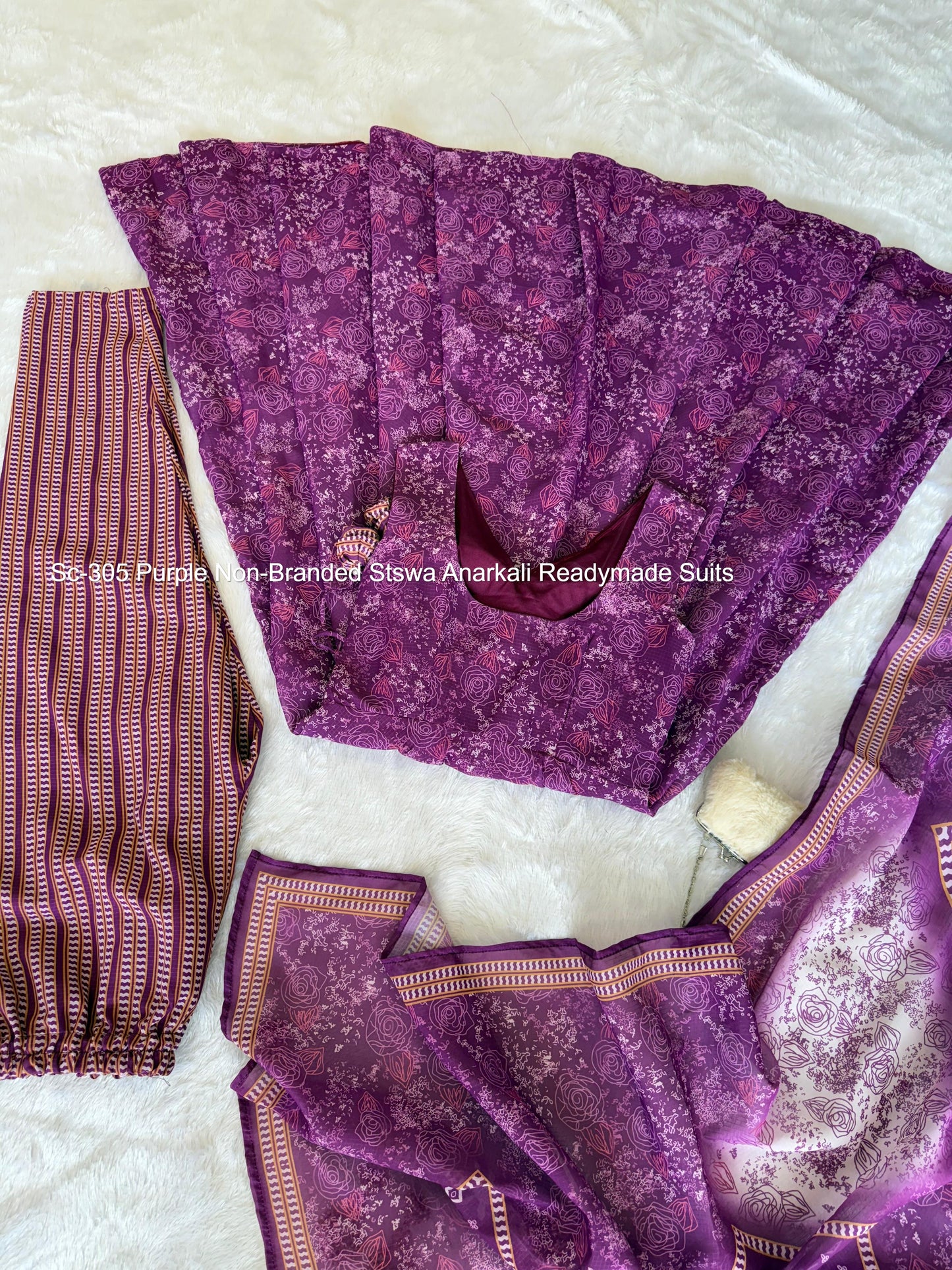 Sc-305 Purple Non-Branded Stswa Anarkali Readymade Suits