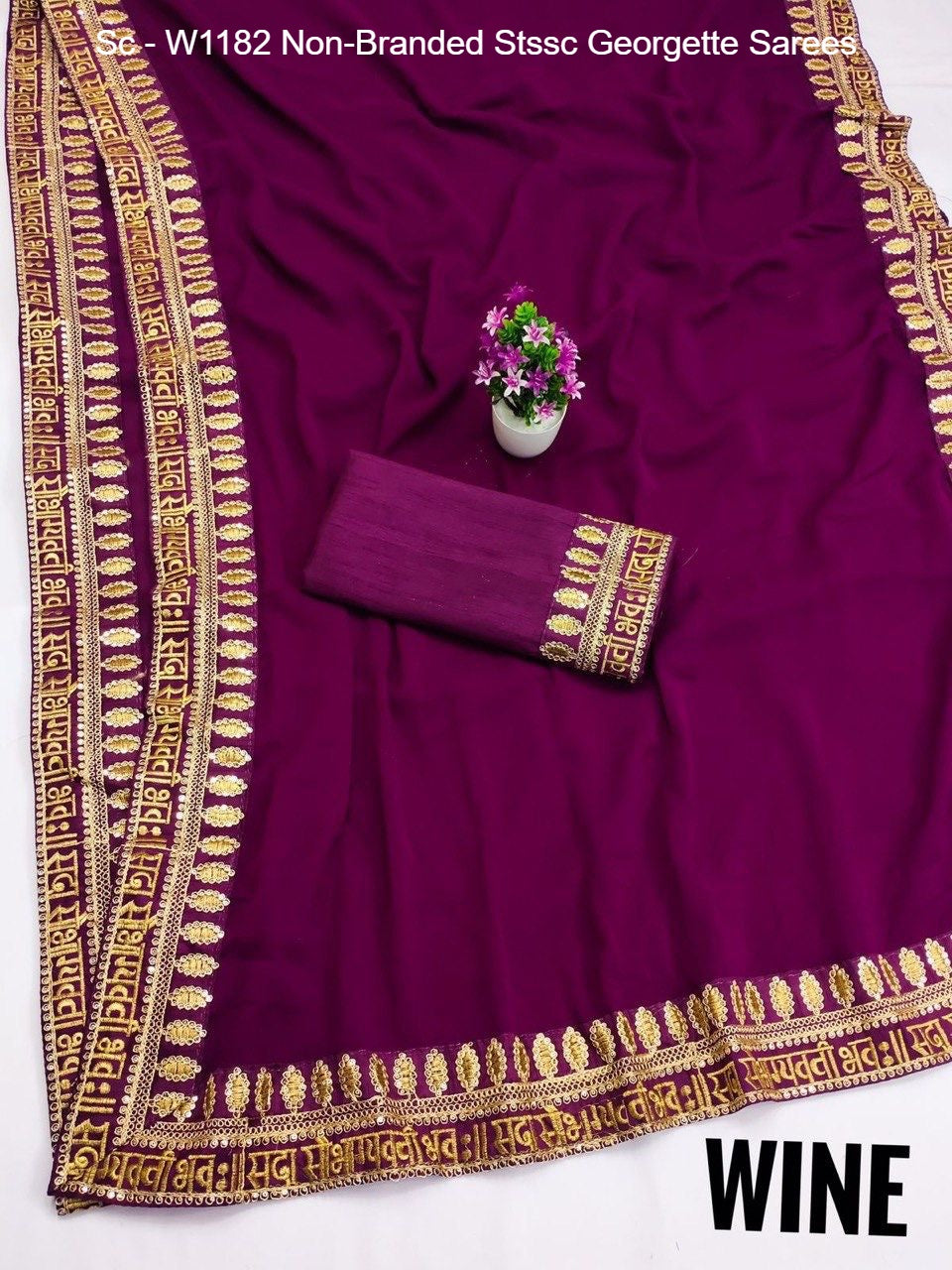 Sc - W1182 Non-Branded Stssc Georgette Sarees