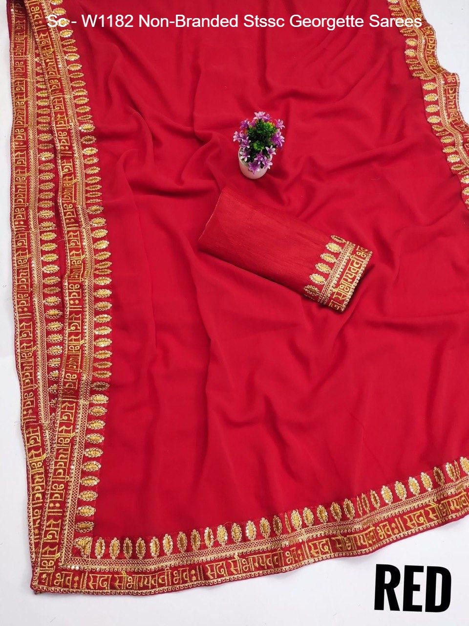 Sc - W1182 Non-Branded Stssc Georgette Sarees