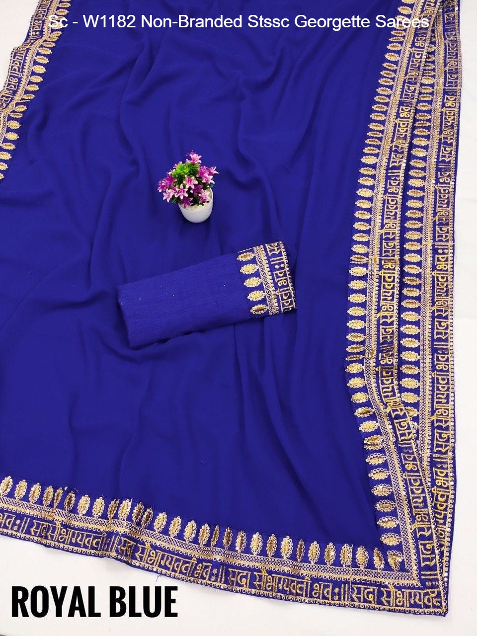Sc - W1182 Non-Branded Stssc Georgette Sarees