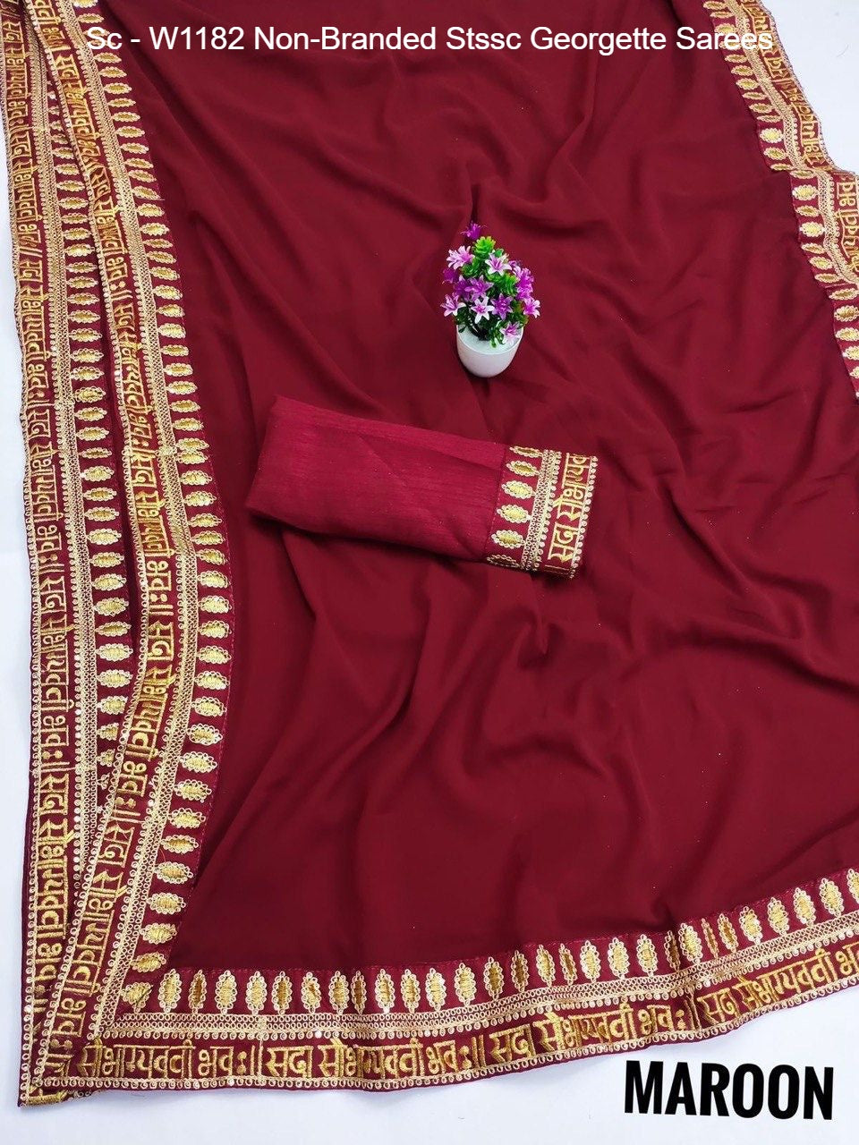 Sc - W1182 Non-Branded Stssc Georgette Sarees