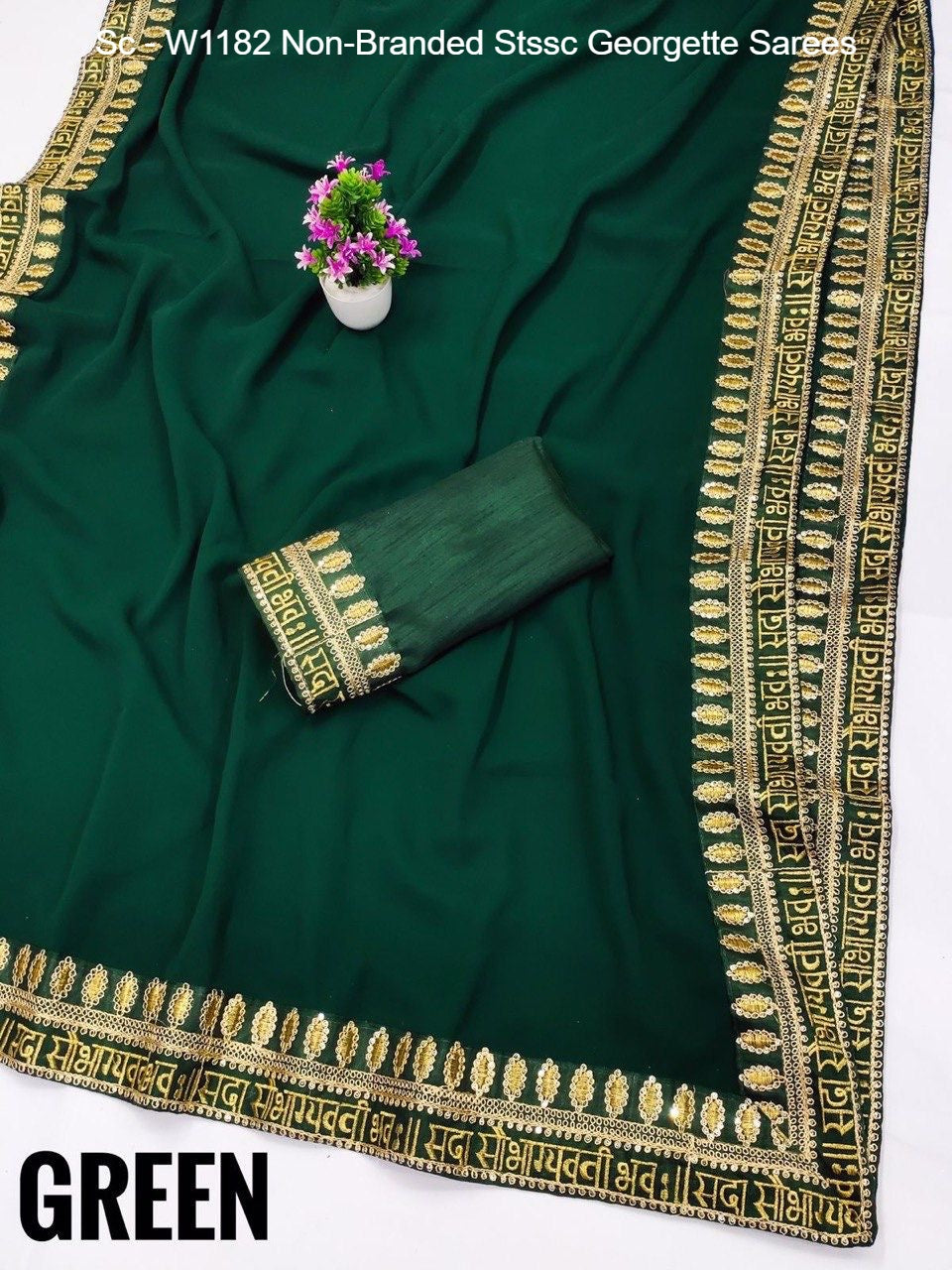 Sc - W1182 Non-Branded Stssc Georgette Sarees