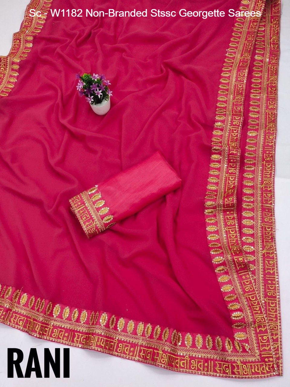 Sc - W1182 Non-Branded Stssc Georgette Sarees