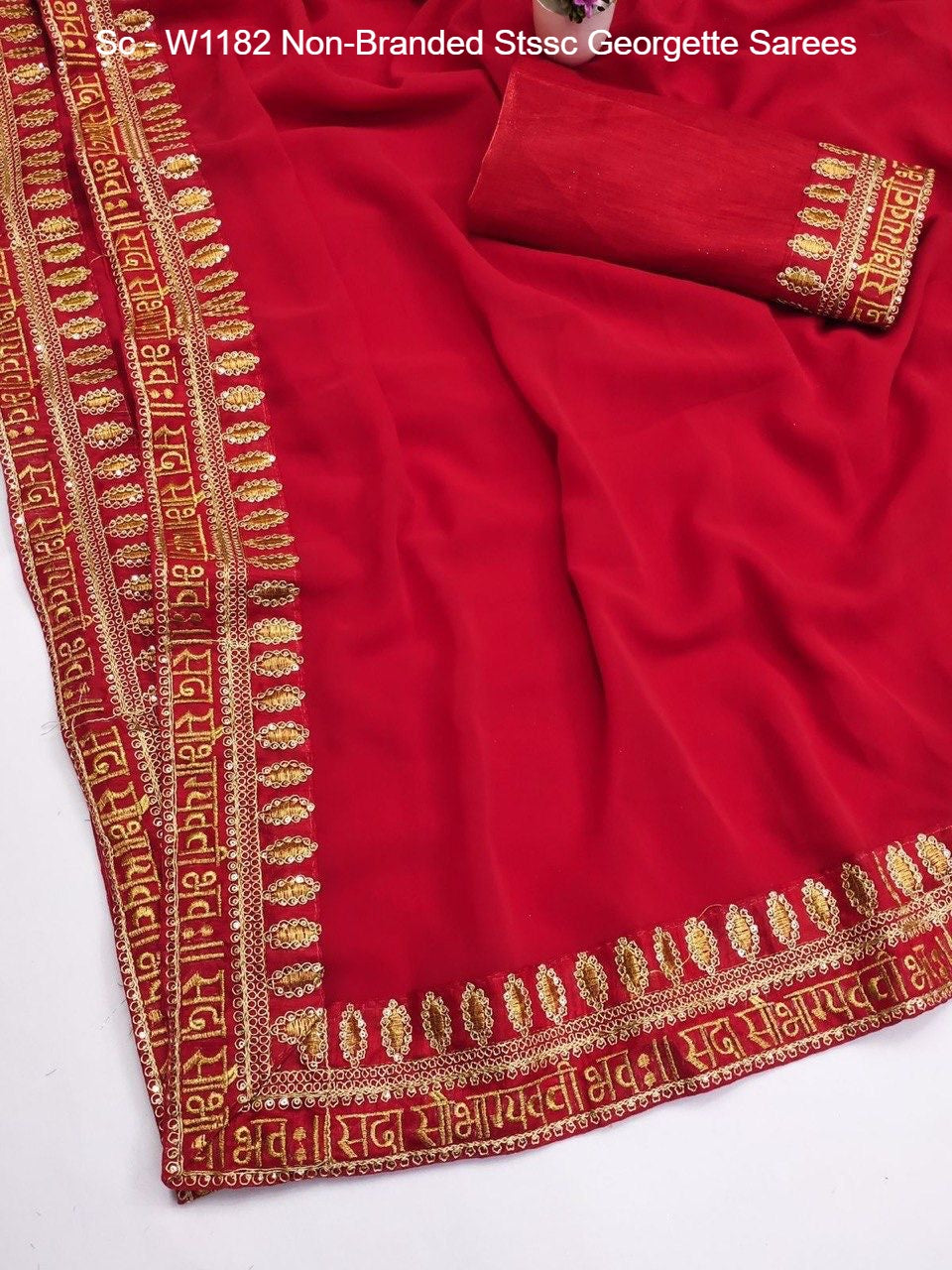 Sc - W1182 Non-Branded Stssc Georgette Sarees