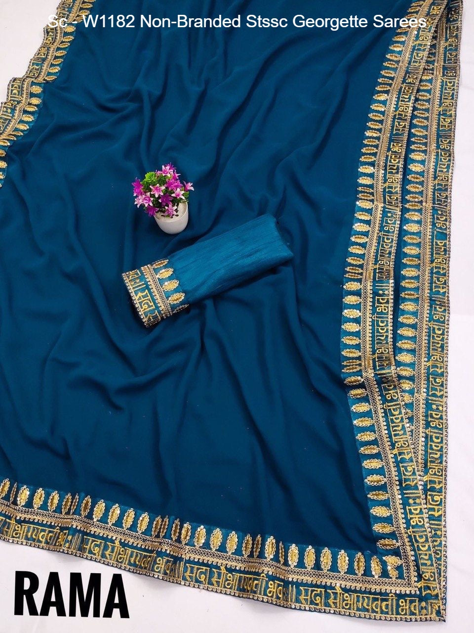 Sc - W1182 Non-Branded Stssc Georgette Sarees