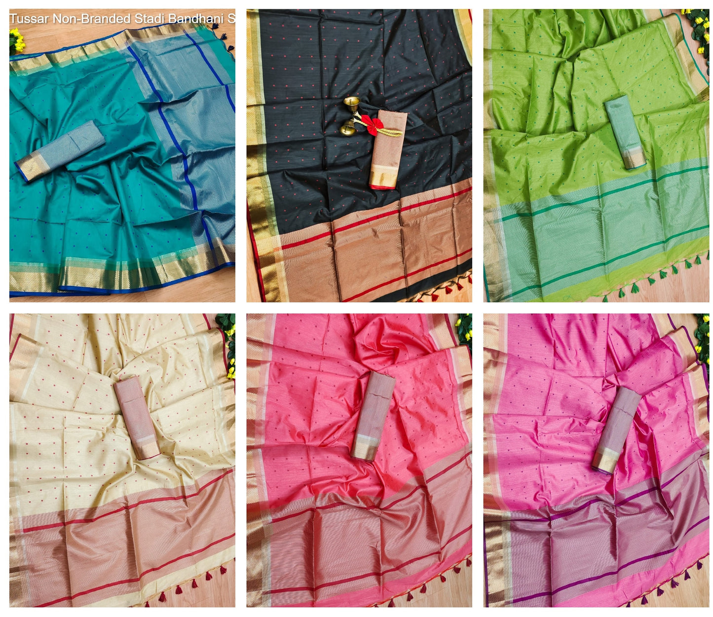 Semi Tussar Non-Branded Stadi Bandhani Sarees