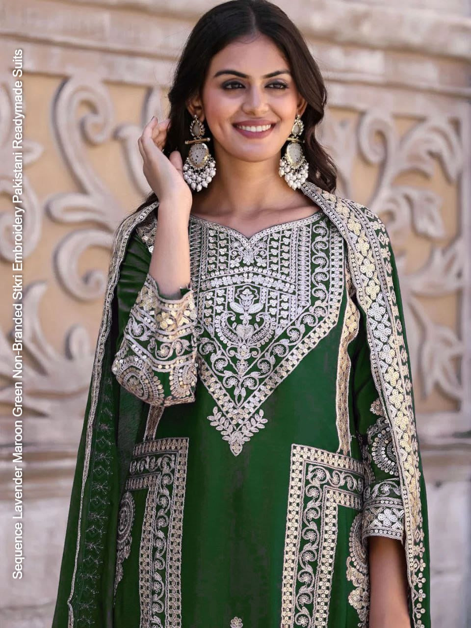 Sequence Lavender Maroon Green Non-Branded Stkri Embroidery Pakistani Readymade Suits