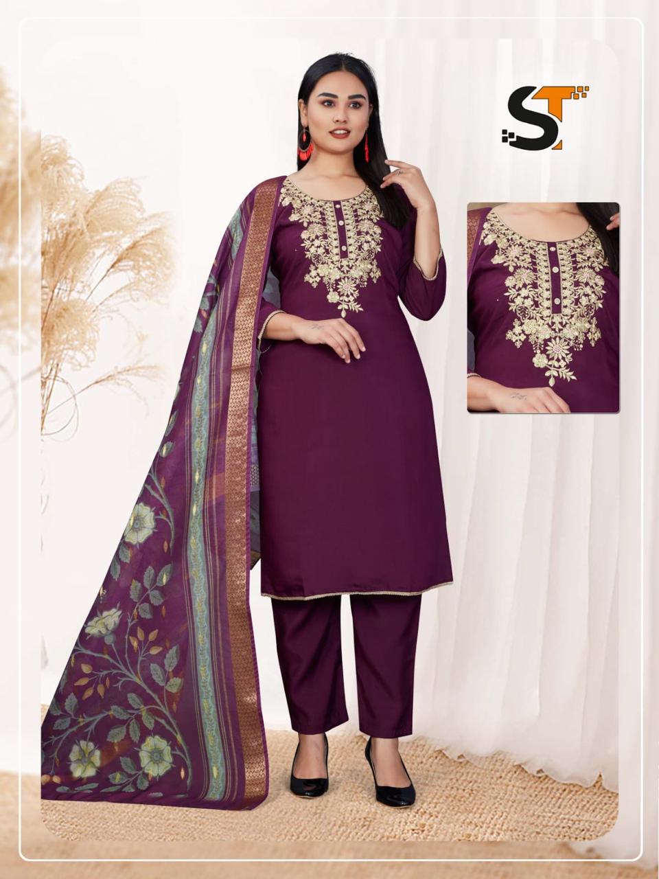 Sequence Work Salas Roman Silk Readymade Suits