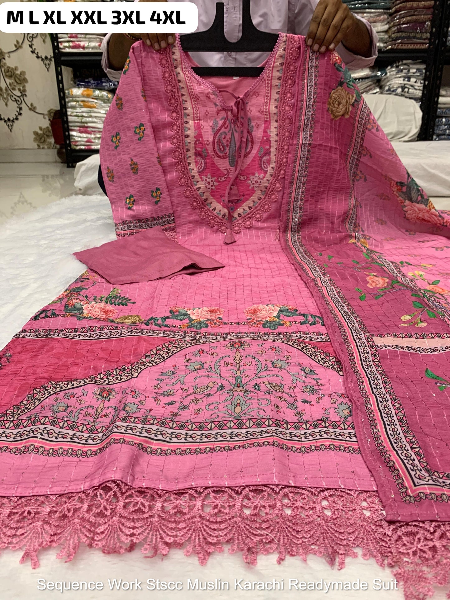 Sequence Work Stscc Muslin Karachi Readymade Suit
