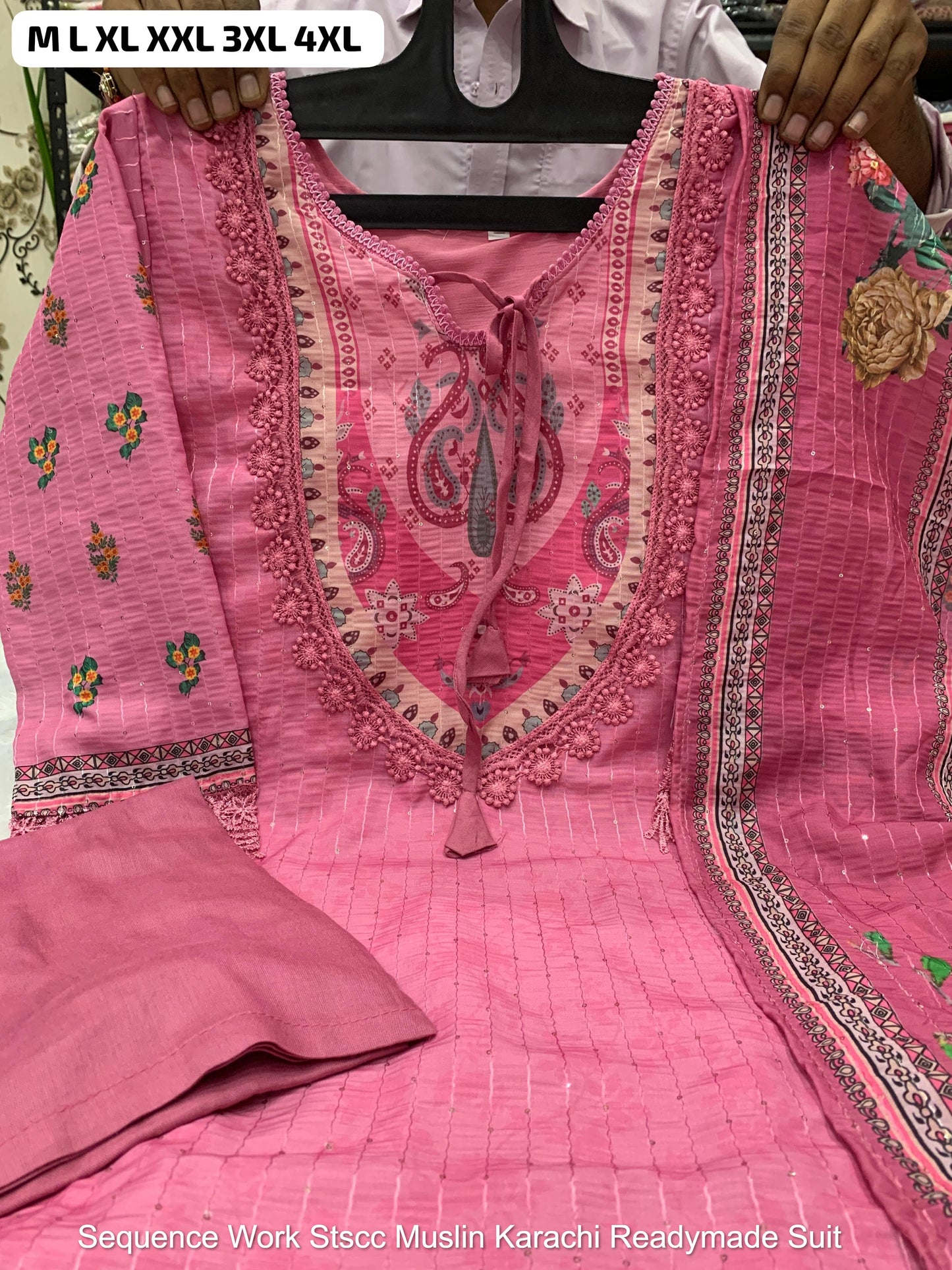 Sequence Work Stscc Muslin Karachi Readymade Suit