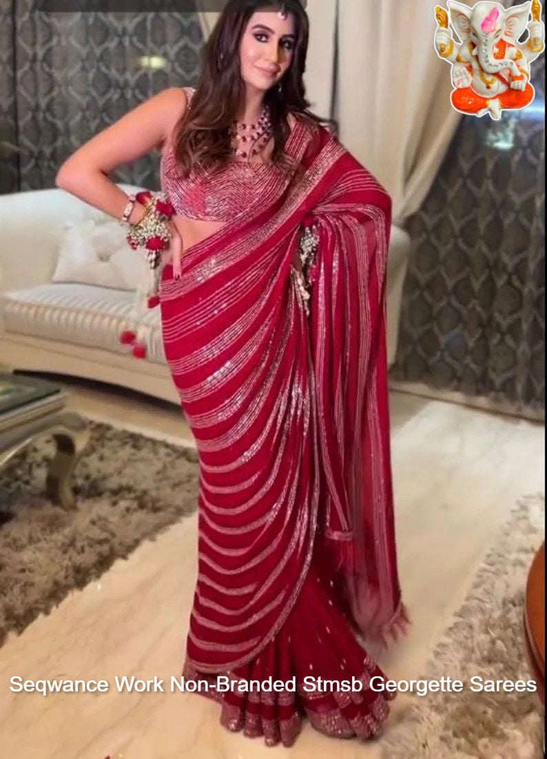 Seqwance Work Non-Branded Stmsb Georgette Sarees