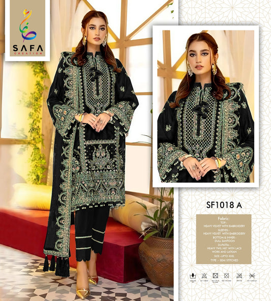 Sf-1018-A Safa Creation Embroidery Velvet Suits
