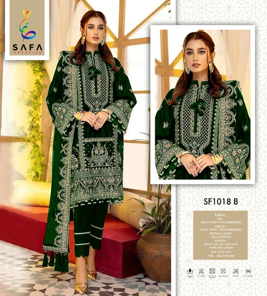 Sf-1018-B Safa Creation Embroidery Velvet Suits