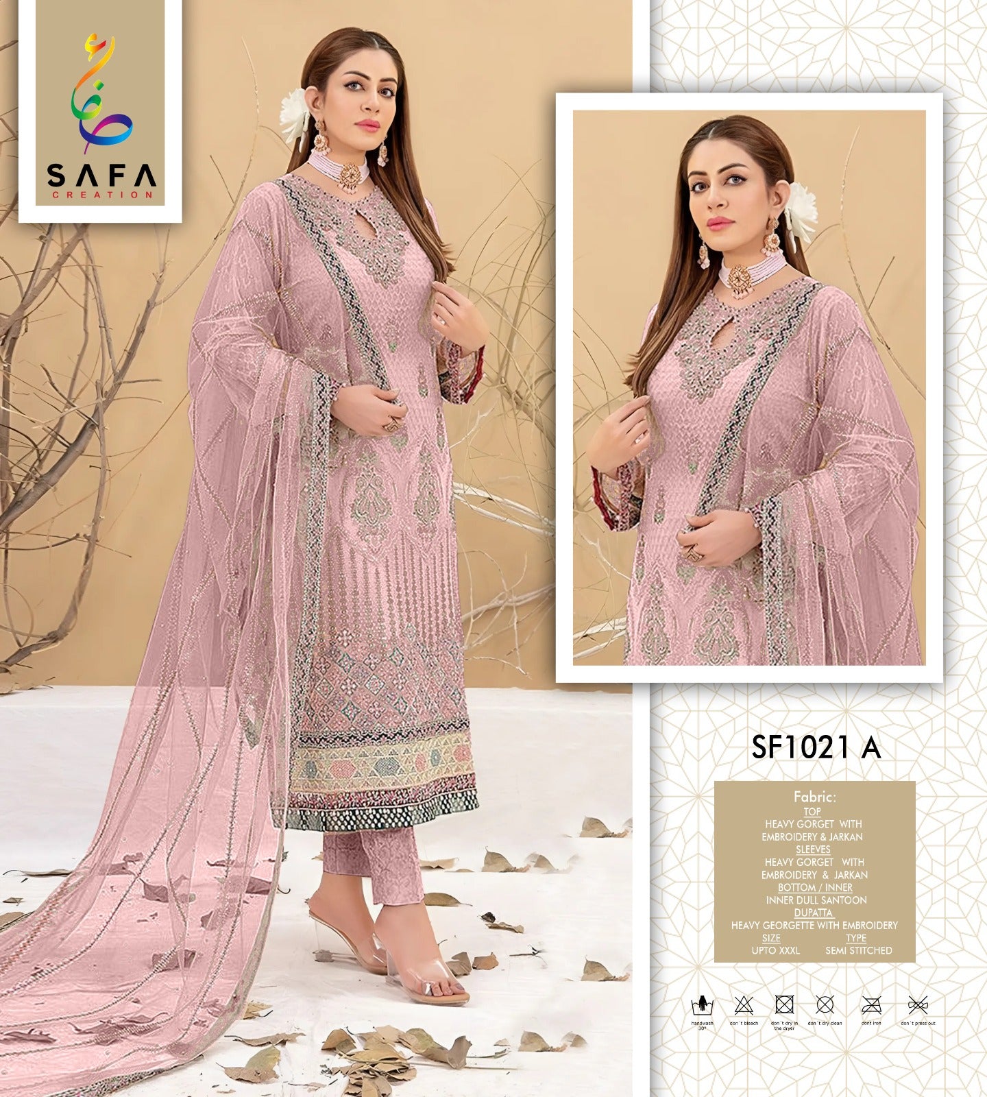 Sf-1021A Safa Creation Georgette Pakistani Salwar Suits