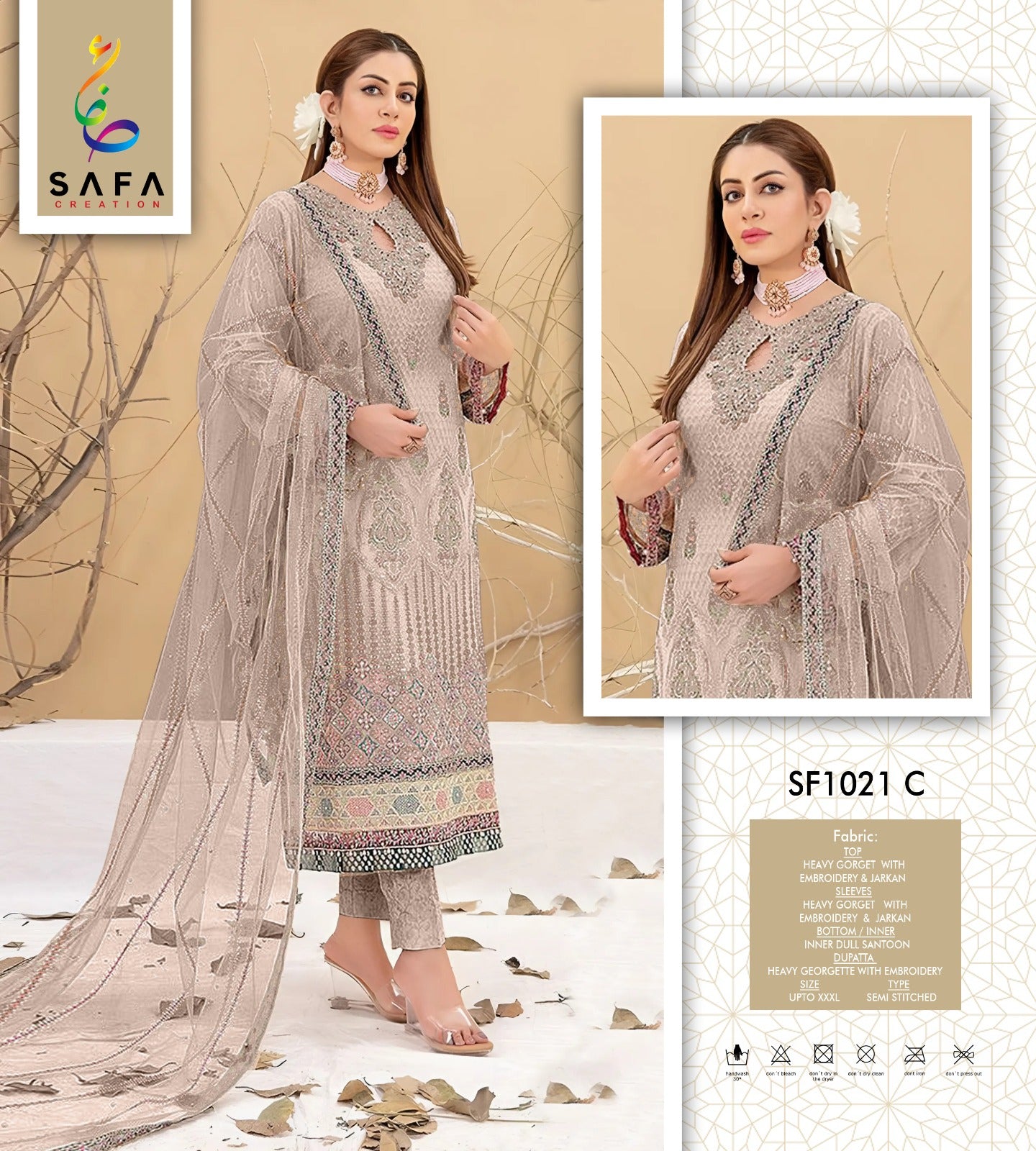 Sf-1021C Safa Creation Georgette Pakistani Salwar Suits