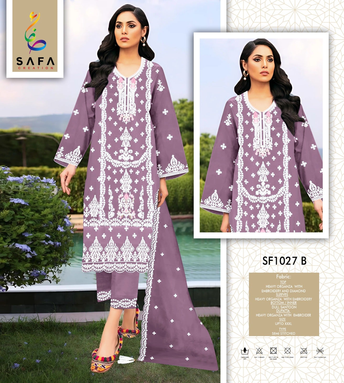 Sf-1027B Safa Creation Organza Pakistani Salwar Suits