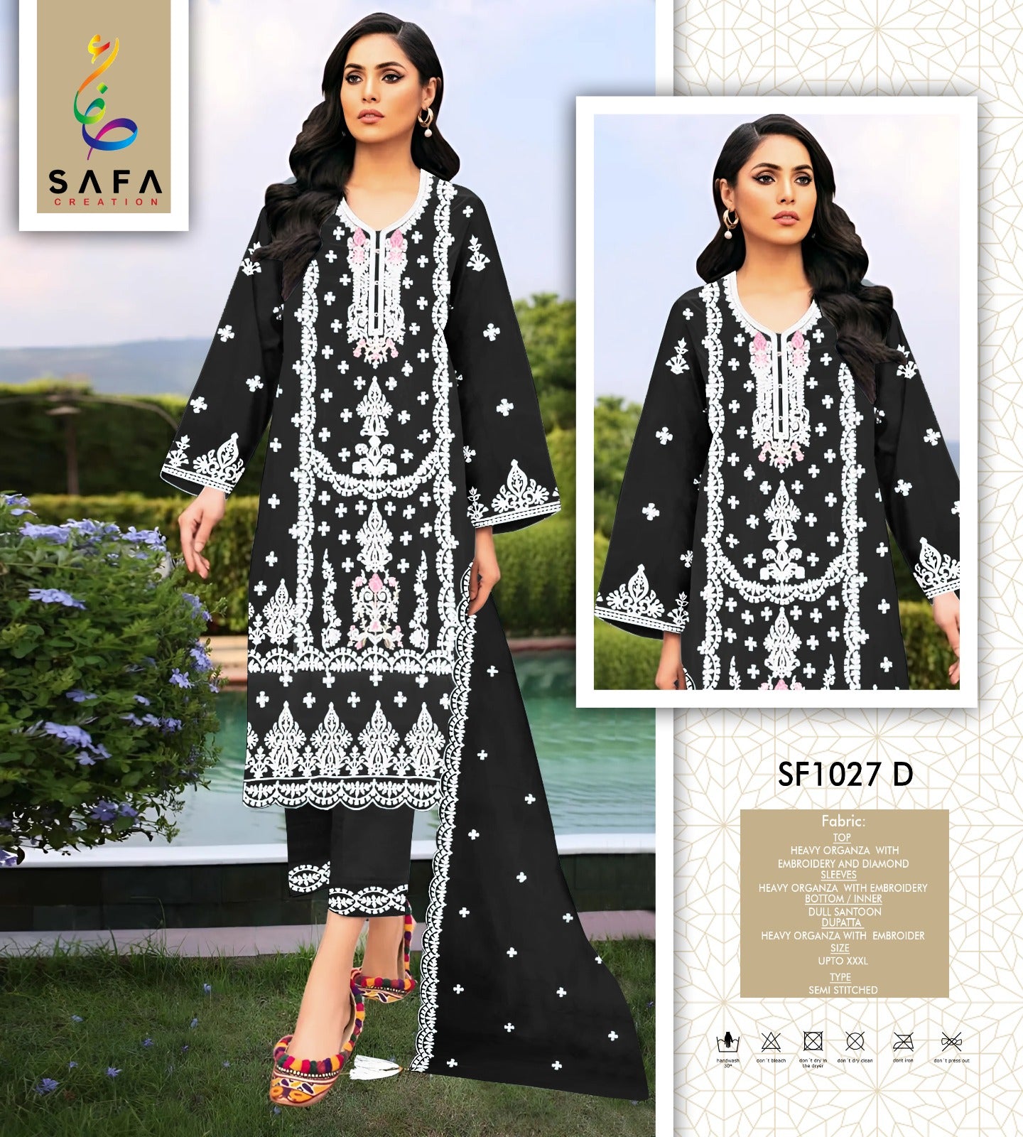 Sf-1027D Safa Creation Organza Pakistani Salwar Suits