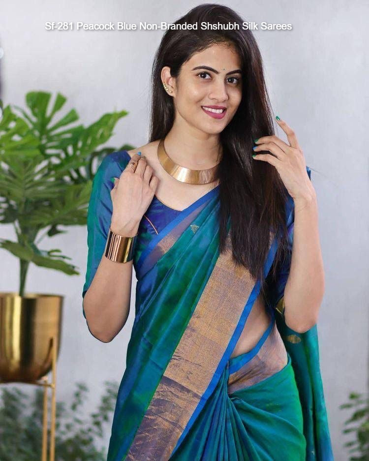 Sf-281 Peacock Blue Non-Branded Shshubh Silk Sarees