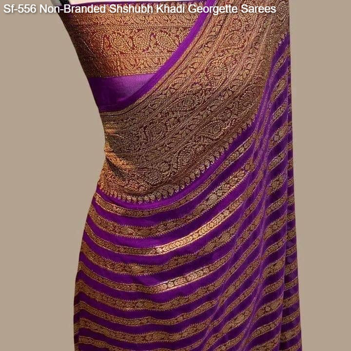 Sf-556 Non-Branded Shshubh Khadi Georgette Sarees