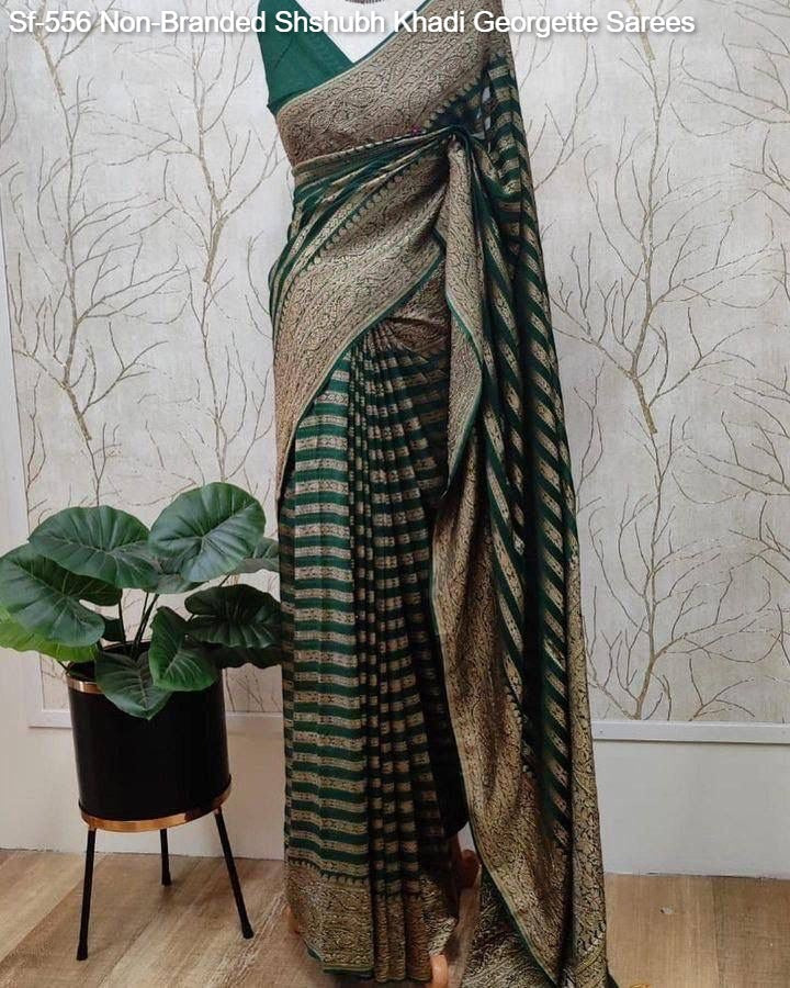 Sf-556 Non-Branded Shshubh Khadi Georgette Sarees