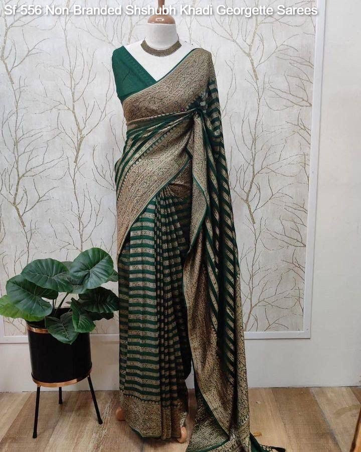 Sf-556 Non-Branded Shshubh Khadi Georgette Sarees