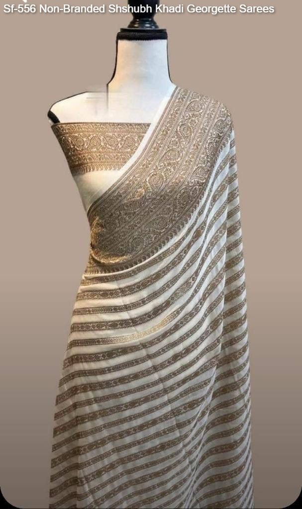 Sf-556 Non-Branded Shshubh Khadi Georgette Sarees