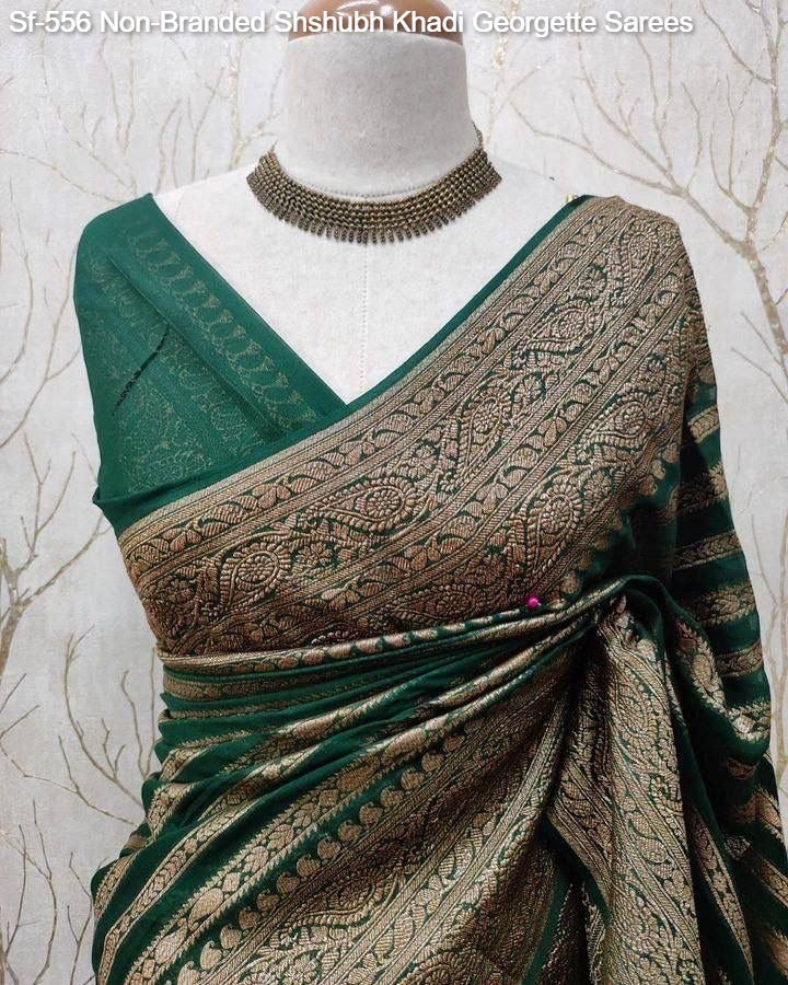 Sf-556 Non-Branded Shshubh Khadi Georgette Sarees