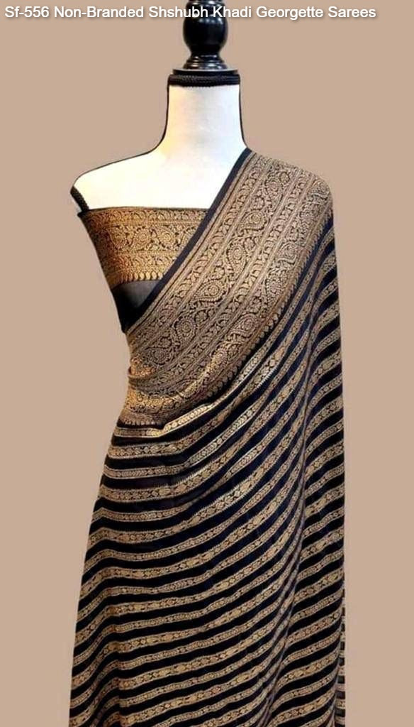 Sf-556 Non-Branded Shshubh Khadi Georgette Sarees