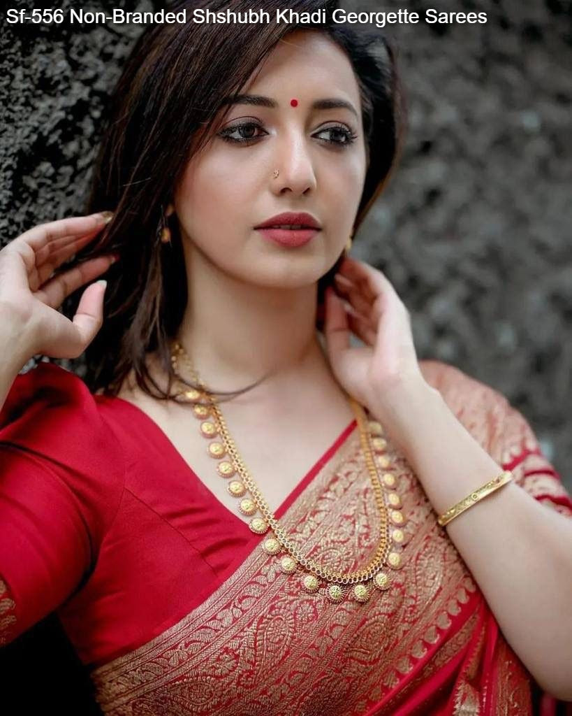 Sf-556 Non-Branded Shshubh Khadi Georgette Sarees