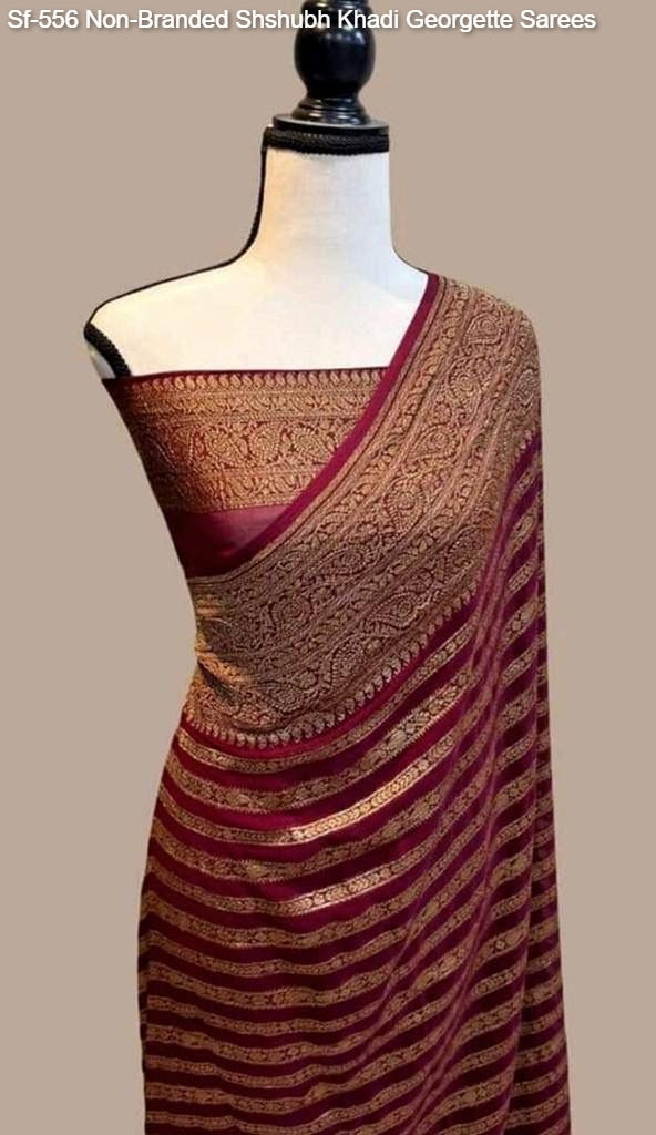 Sf-556 Non-Branded Shshubh Khadi Georgette Sarees