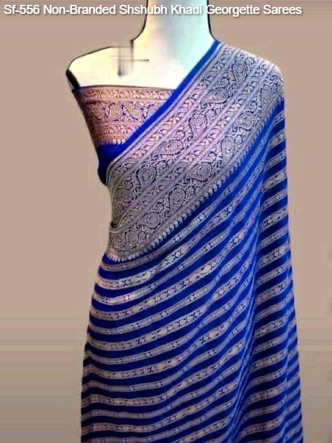 Sf-556 Non-Branded Shshubh Khadi Georgette Sarees